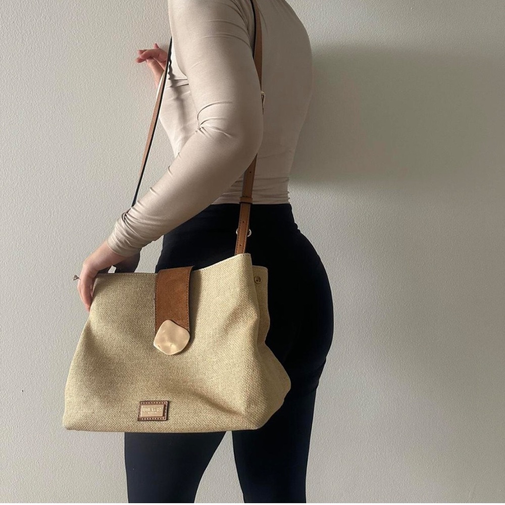 Luella Grey London Beige Shoulder/Crossbody Tote Satchel w/ gold accent NWOT